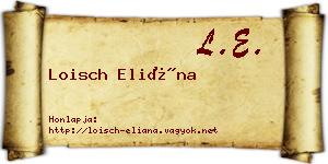 Loisch Eliána névjegykártya